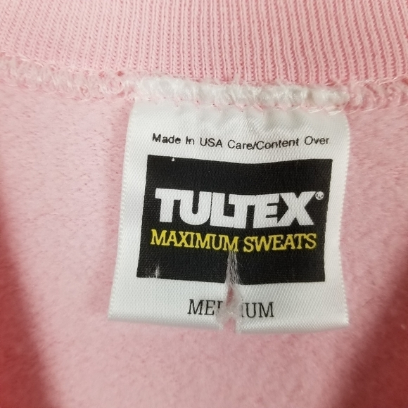 Vintage 90s USA Tultex Blank Crew Neck Sweatshirt Pink Adult Medium Cotton Blend - Picture 8 of 11
